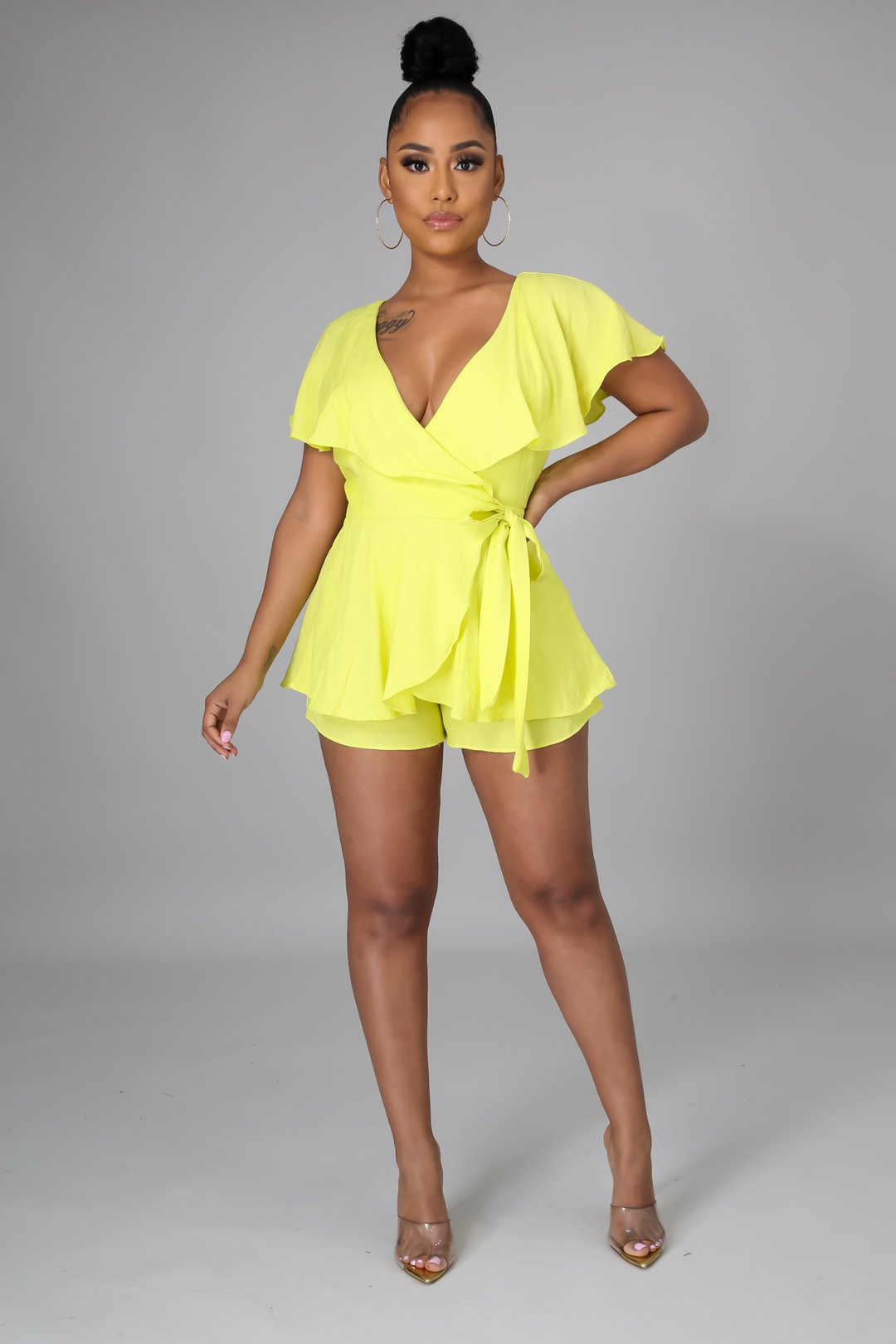 Ruffled Romper Yellow