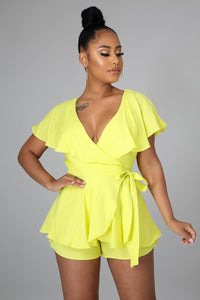 Ruffled Romper Yellow