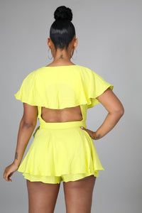 Ruffled Romper Yellow