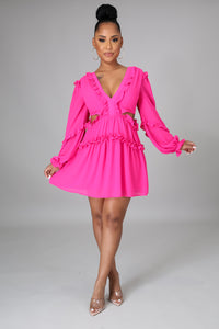 Ruffled Dress Fuchsia