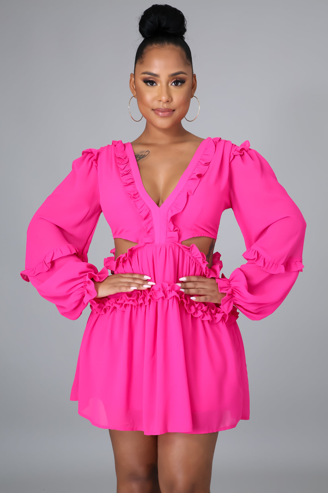 Ruffled Dress Fuchsia