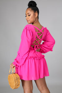 Ruffled Dress Fuchsia